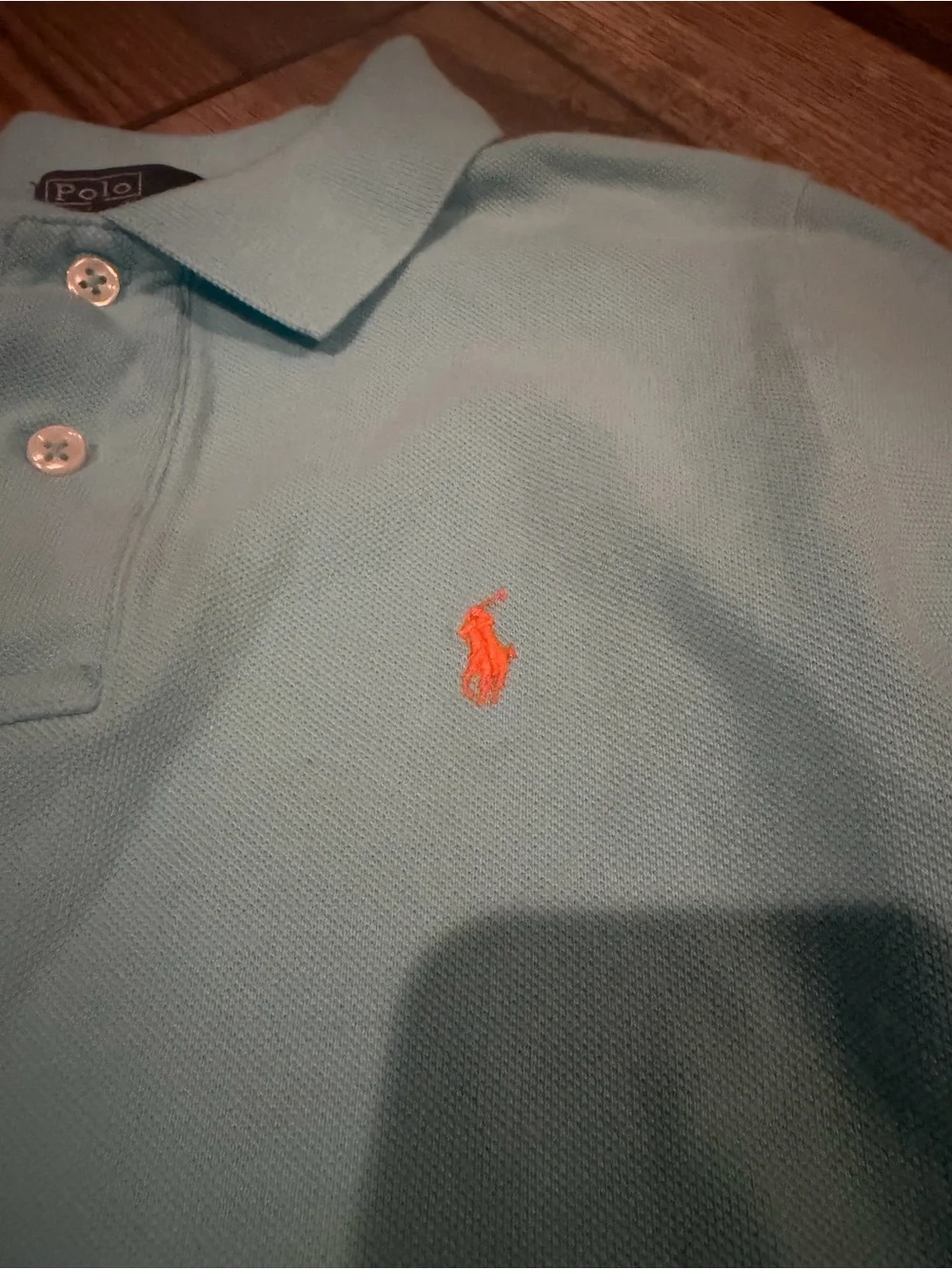 Polo by Ralph Lauren Boys' Light Blue Polo Shirt with Orange Pony Size Small
